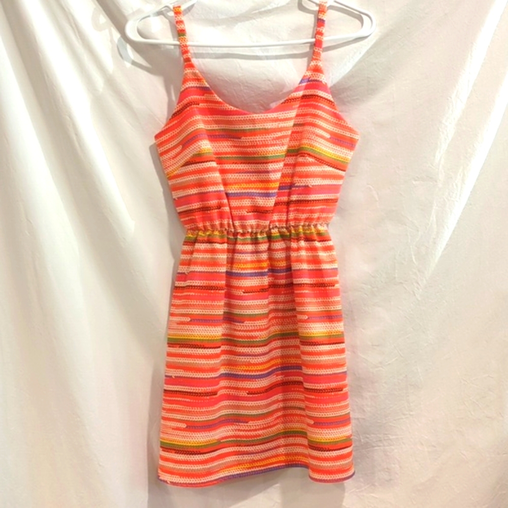 Francesca's Collections Striped Orange Dress